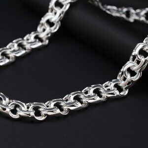 Handmade .925 Sterling Silver China Link Chain 26” | 374.7g Solid Silver